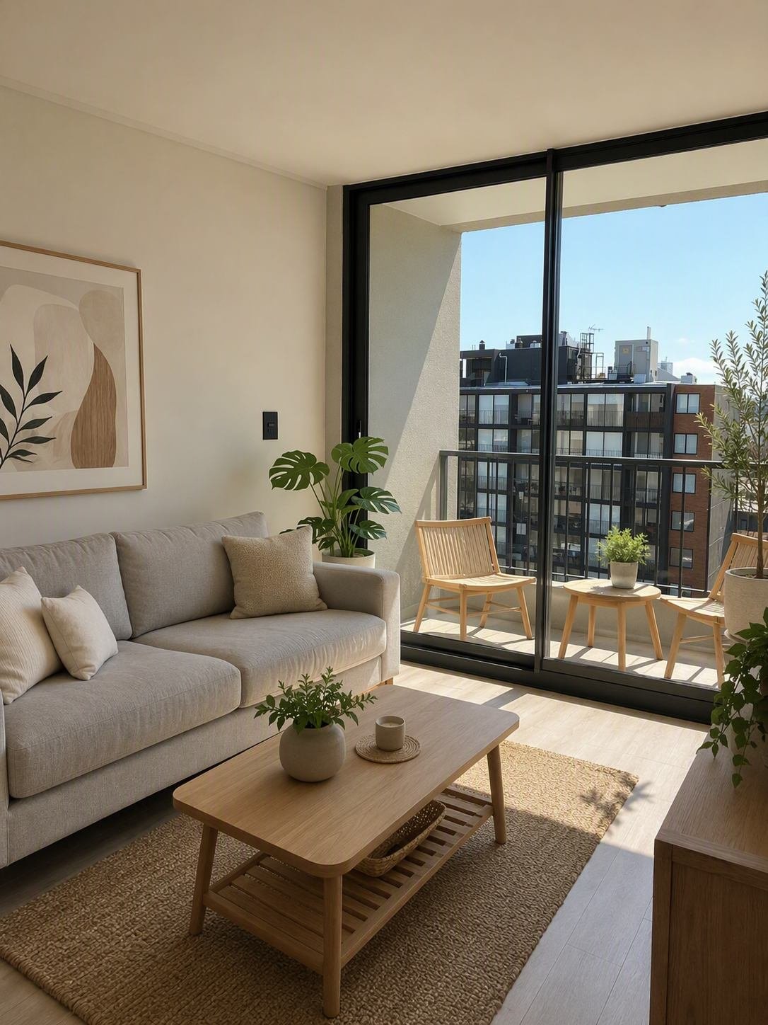 Living integrado con acceso a terraza